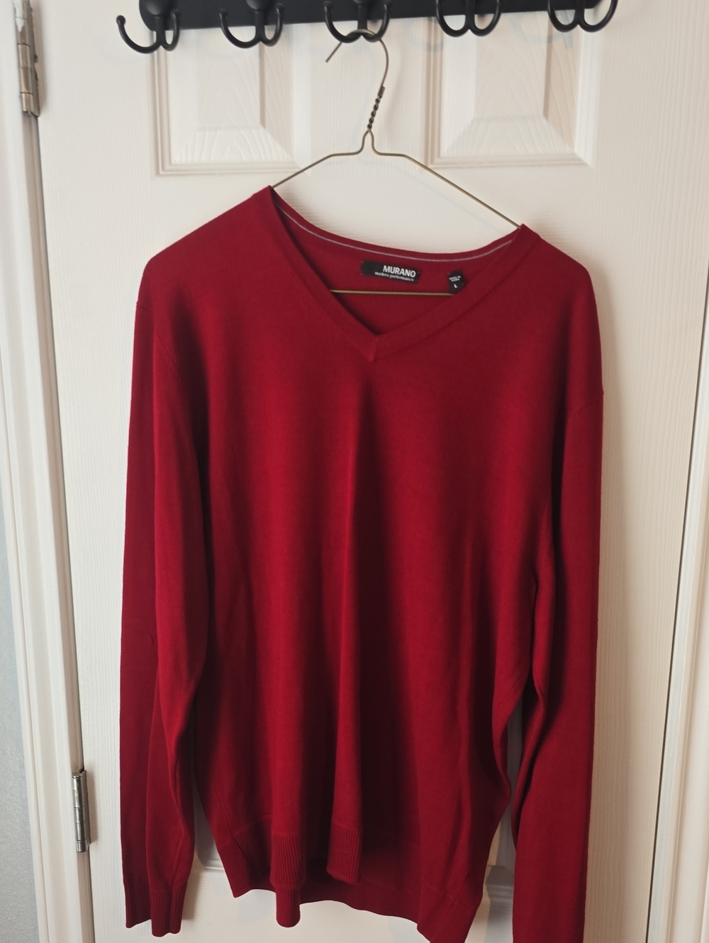 Murano Men's V-Neck Sweater in Burgundy Red
